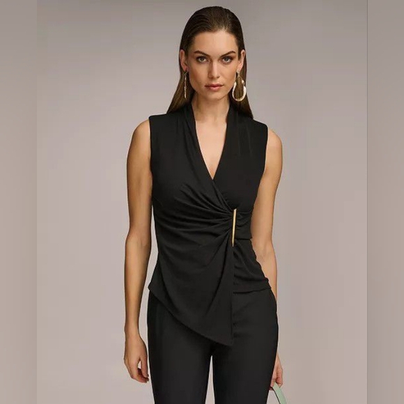 Donna Karan Tops - Donna Karan New York Sleeveless V-neck Top In Black Size XL BNWT